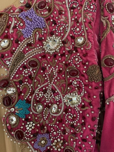 Indian Pakistani Bridal Gown Style Dress Nude And Pink With Stone Work UK Size10 - Picture 4 of 12