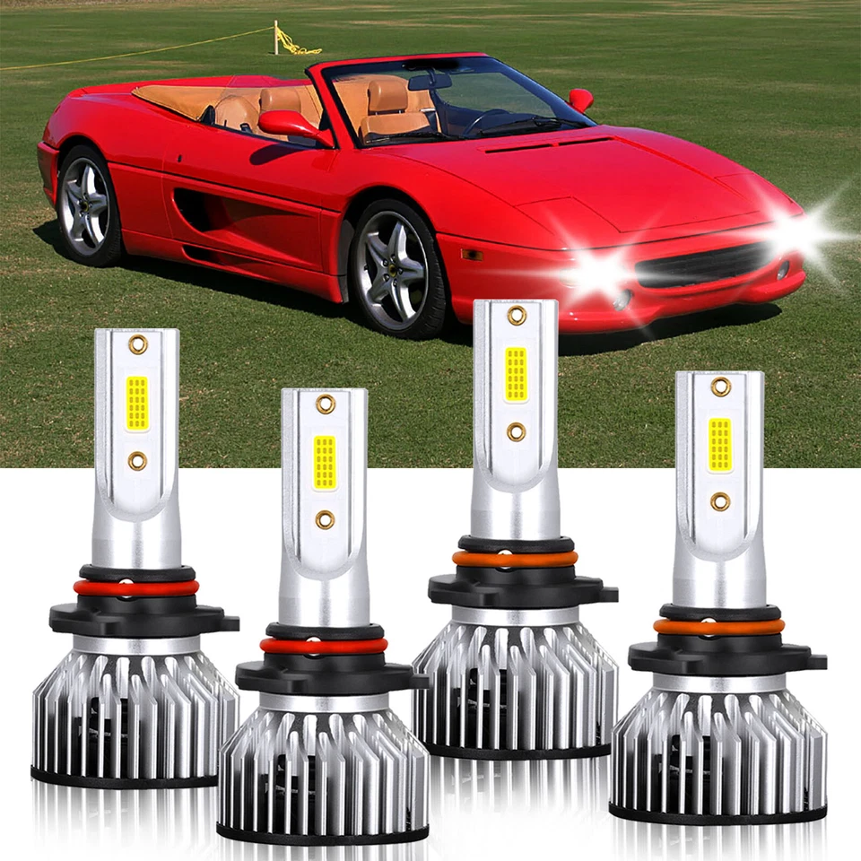Para Ferrari F355 Spider 1996-1999 4x Bombillas LED Luz Alta Baja 9005+9006 Foto 2 de 4
