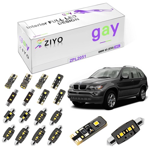 18pcs Deluxe White LED Interior Light Kit For BMW X5 E53 Panorama Roof