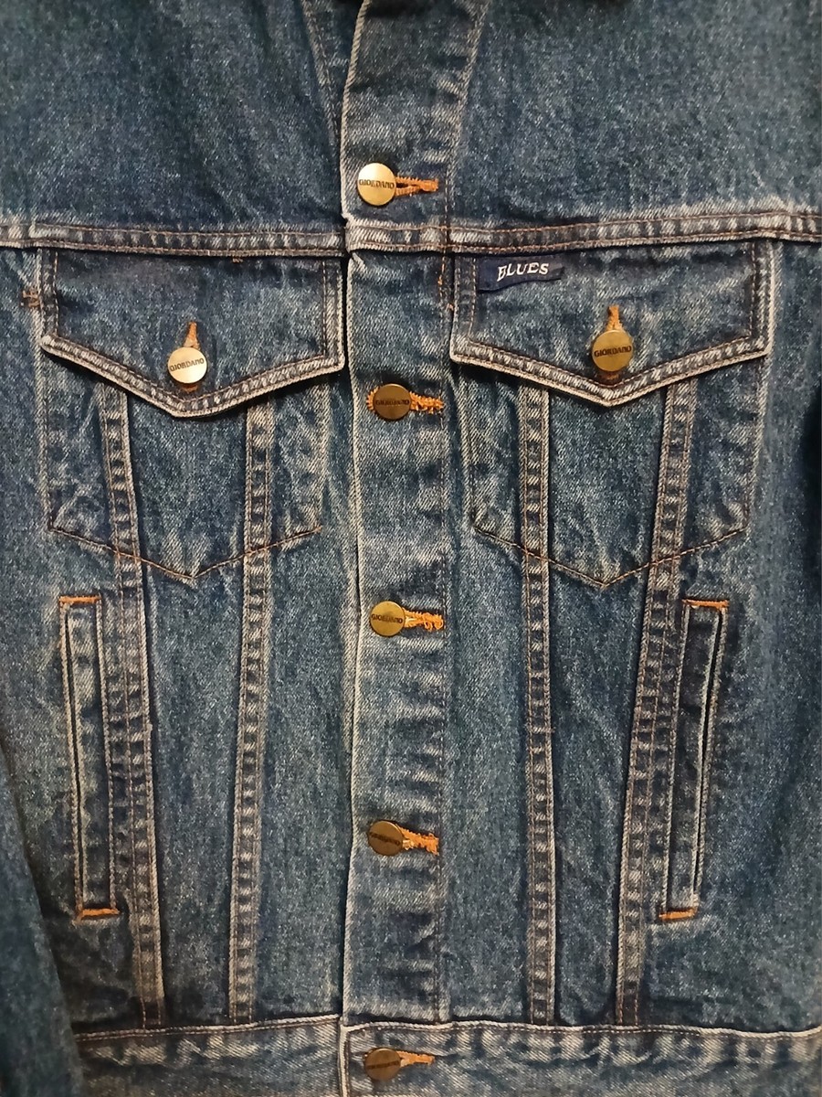 Vintage Giordano Blues Men's Denim Button Jean Jacket Size Small
