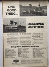 1976 Long Mfg 5000 Grain Combine Tractor Farm Print Ad Tarboro North Carolina NC