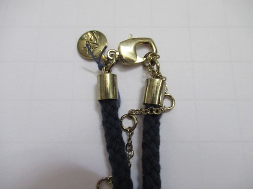 Libby Edelman Pineapple with/navy blue adjustable rope necklace tassle NEW - Picture 2 of 3