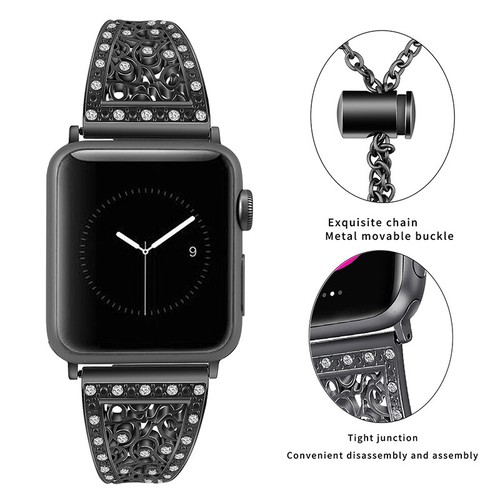 Für Apple Watch Series 8 7 SE 6 5 4 3 Bling Strass Blumen Band Uhrenarmband - Bild 6 von 16