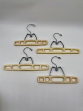 4 Vintage Retro Plastic Ivory Clamping Hangers For Pants Skirts Slacks 2 Sizes