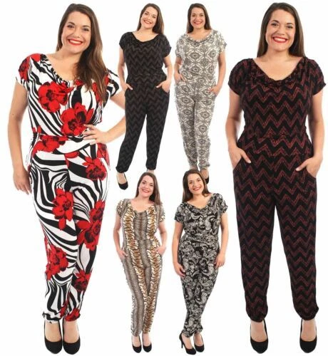 Womens Alibaba Harem Jumpsuits Cap Sleeve Cowl Neck Jumpsuits