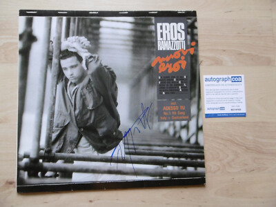 Eros Ramazotti original autograph signed LP cover ''Nuovi Eroi'' vinyl ACOA