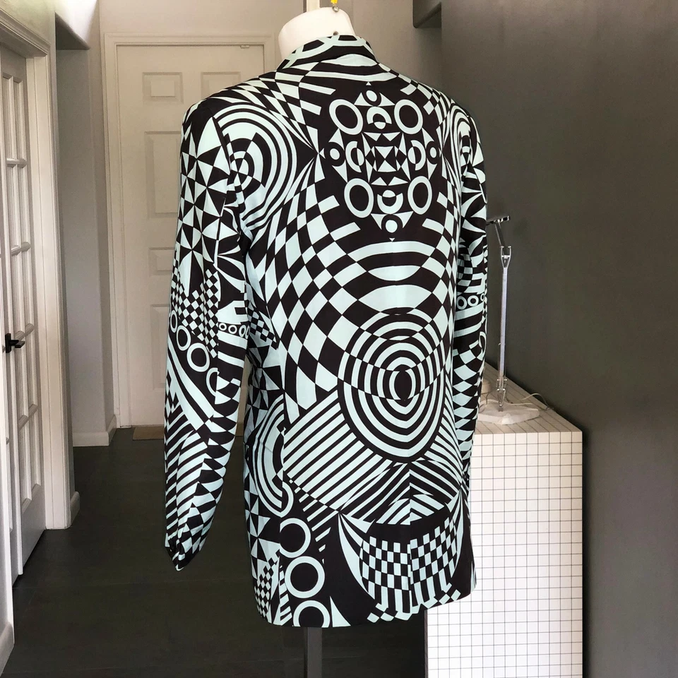 GIANNI VERSACE Blazer Óptico 3 Botones Hombre Talla IT 50 desde S/S 1992 Azul Foto 4 de 4