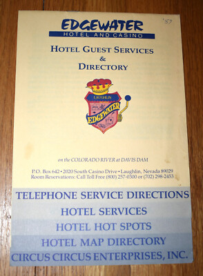 Vintage 1980s Edgewater Hotel & Casino Laughlin NV Guest Services Directory Book