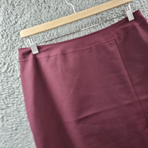 Vintage Rockmans Pencil Mini Skirt Size 12 Burgundy Front Slit - Picture 2 of 13