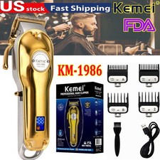 Kemei Golden Cordless Professional Hair Clipper Hair Trimmer For Men LCD Display