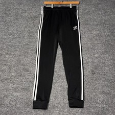 Adidas Track Pants Kids Size L 13-14Y Black Original 3-Stripe Athletic Joggers