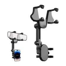 Rear View Mirror Phone Holder 360 Rotatable Multifunctional Mount 4 Claws