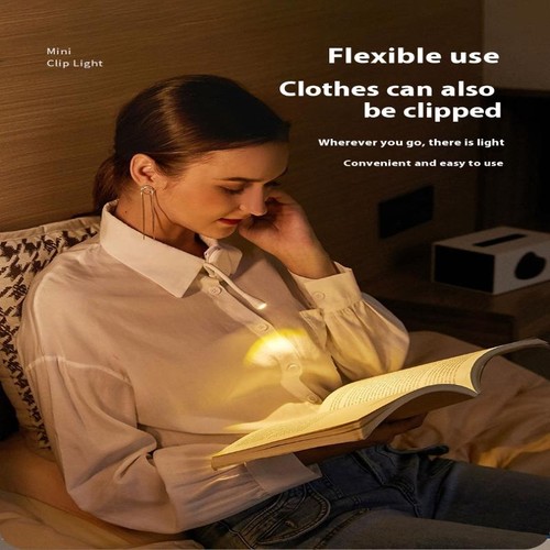 Mini LED Book Light Eye Protection Adjustable Clip 360° Flip Study Lamp 3 Colors - Photo 6/14