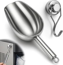 Stainless Steel Ice Scoop for Freezer with Magnetic Hook - Ice Scoop for GE Prof