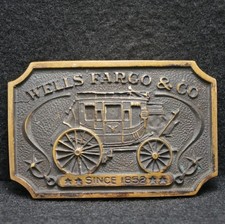 WF11119 FANTASTIC VINTAGE 1973 WELLS FARGO CO SINCE 1852 BRASS BELT BUCKLE