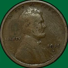 1915-D Lincoln Wheat Cent Fine F Coin, Spot #34900