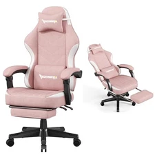 Gaming Chair,Fabric Computer Chair with Pocket Spring Pink No Massage