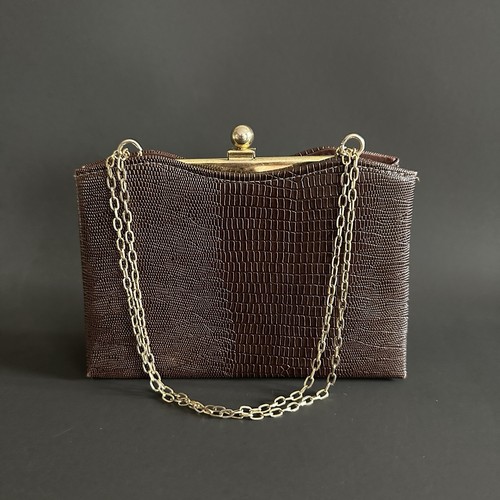 Vintage HL Harry Levine Brown Evening Shoulder Bag Clutch Purse Chain Strap USA - Picture 2 of 14