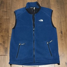 Vintage The North Face Zip Denali Fleece Vest Mens Large Blue Black Layer Fuzzy