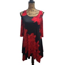 SOL R.H.R. Women's Floral Cold Shoulder Black Red Dress