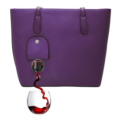 Classic Tote Bag - Vegan Leather Wine Purse with Hidden Spout and Dispenser F...