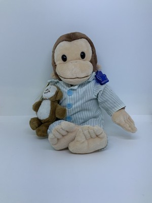 Rare Curious George Pajamas Plush Monkey with Teddy Bear Stuffed Animal Toy