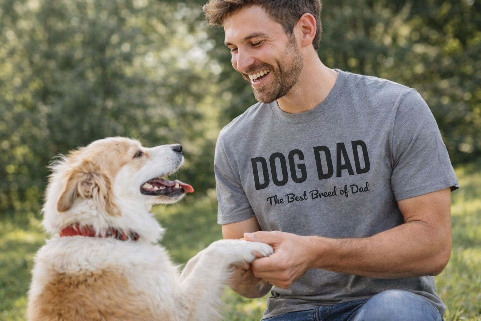 Dog Dad T-Shirt The Best Breed of Dad Funny Dog Lover Mens G