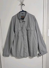 TacVAsen Men's Outdoors Sport Shirt XXL Gray Casual Fishing Hiking Athleisure 