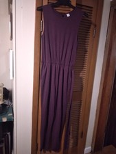 Fabletics Jumpsuit Womens Size MED Carli Purple Belted Sleeveless Knit Stretch