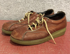 Vtg 70s Dex Brown Leather 7 1/2 M Wedge Platform Shoes Oxford Moccasin