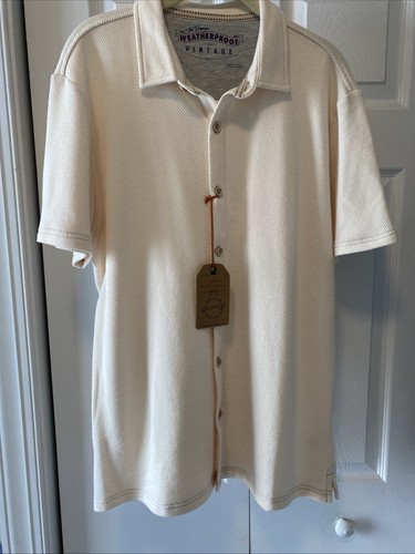 weatherproof vintage cream/yellow color button down shirt size L NWT - Picture 6 of 9