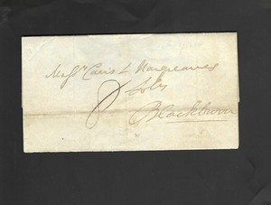 GREAT BRITAIN-1828-STAMPLESS-CHESTER TO BLACKBURN-MANUSCRIPT-8-TORN-#53
