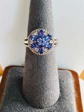 Sterling Silver Tanzanite and White Topaz Ring Size 6