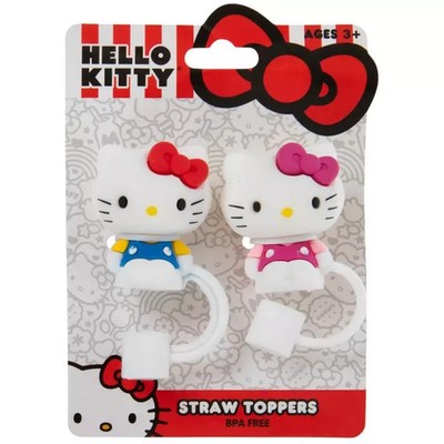 NEW Hello Kitty Full Body 2pc 3D Figural Tumbler/Cup Silicone Straw Toppers Set
