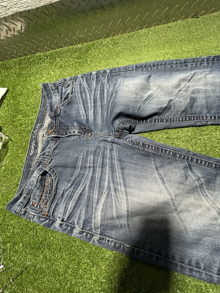 Мужские джинсы Cowgirl Tuff Co Don't Fence Me синие 34x33 легкие вареные усы - Изображение 3 из 4