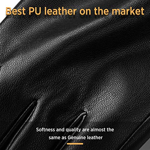 Alepo Winter PU Leather Gloves For Women, Warm Thermal XXL-8.5 Khaki - Picture 3 of 6