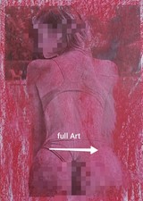 Frau Woman | Moderne Akt Kunst | Mixed Media Ölkreide Malerei-Druck-Fusion | A4