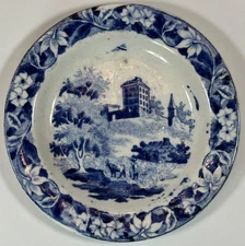 c1827 Monastery on the Hill Childs Toy Dinner Plate Hackwood Staffordshire