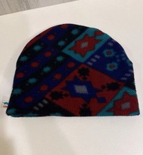 Vintage Kids Turtle Fur Fleece Beanie Geometric Abstract Ski Outdoor Made In USA