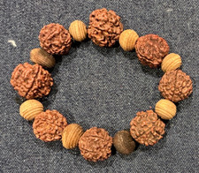 8 Rudraksha Beads with Wooden Spacers Abt 20mm 