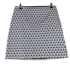 Talbots Skirt Women's Size 8 Blue A-Line Geometric Print Lined Side Zip Stretch