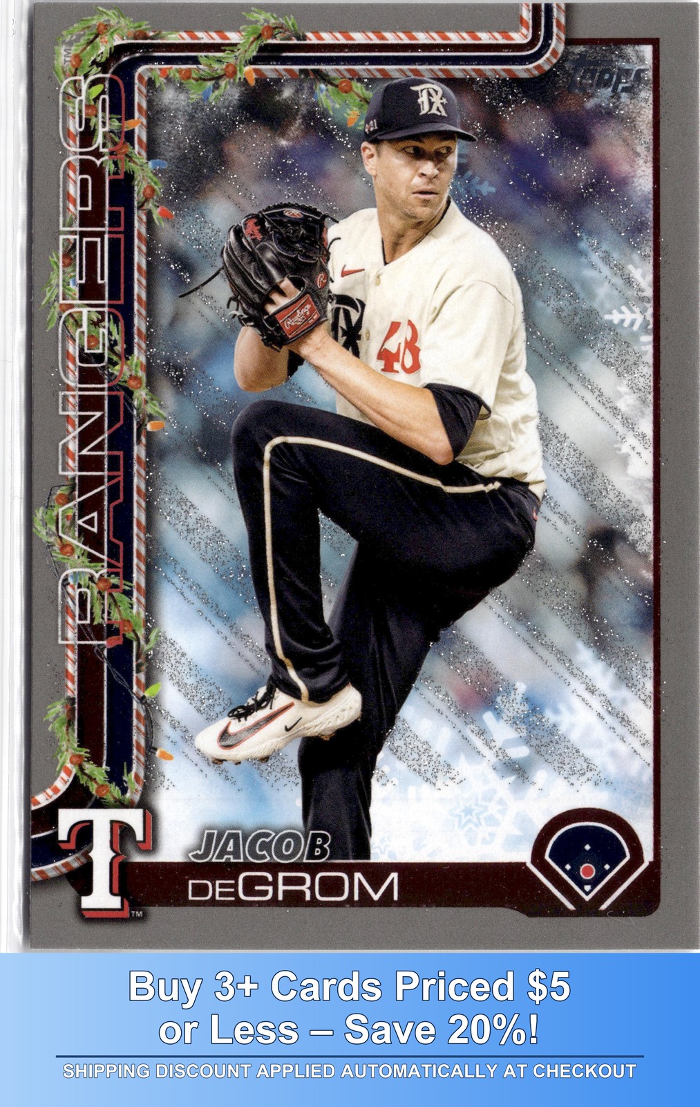 Jacob deGrom #H196 Baseball Cards 2025 Topps Holiday trading card — raw and PSA graded price guide