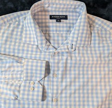 Mizzen Main Leeward Trim Fit Gingham Check Performance Dress Shirt Blue Men's XL