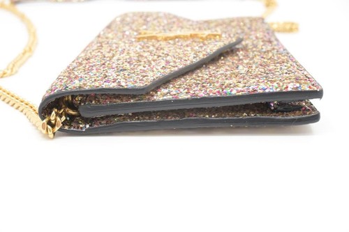 Saint Laurent Schultertasche Glitzer Kette goldfarbene Hardware Vintage von JP gebraucht - Bild 17 von 18
