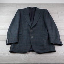 Canali 50R Navy Blue Glen Plaid 100 Wool Two Button Blazer Sport Coat Italy