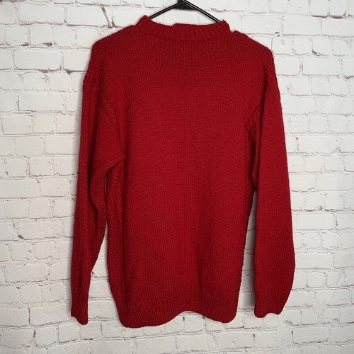 South Wolle rot Wolle Hand Strick Langarm Knopf Akzent Pullover Damen Größe L - Bild 6 von 9