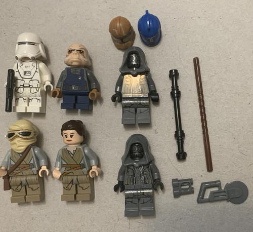 LEGO STAR WARS MINIFIGURE LOT OF 6 PLUS ACCESSORIES HELMETS REY UGNAUGHT THUG