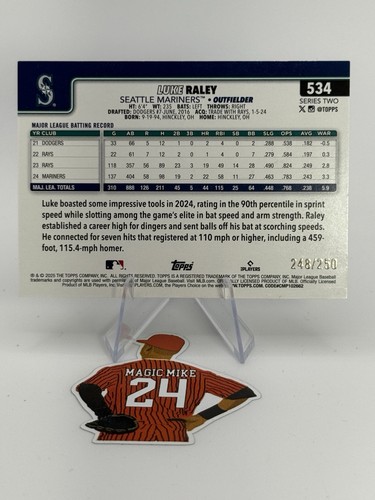 Luke Raley 2025 Topps Series 2 Purple Holo Foil /250 Seattle Mariners #534 - Bild 2 von 2