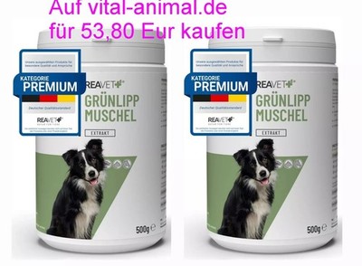 2x 500g REAVET Grünlippmuschel Pulver für Hunde Katzen Pferde Gelenke Omega-3