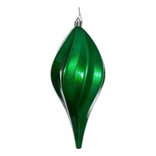 Vickerman 8" UV Candy Swirl Drop Christmas Ornaments in Green (Set of 3)